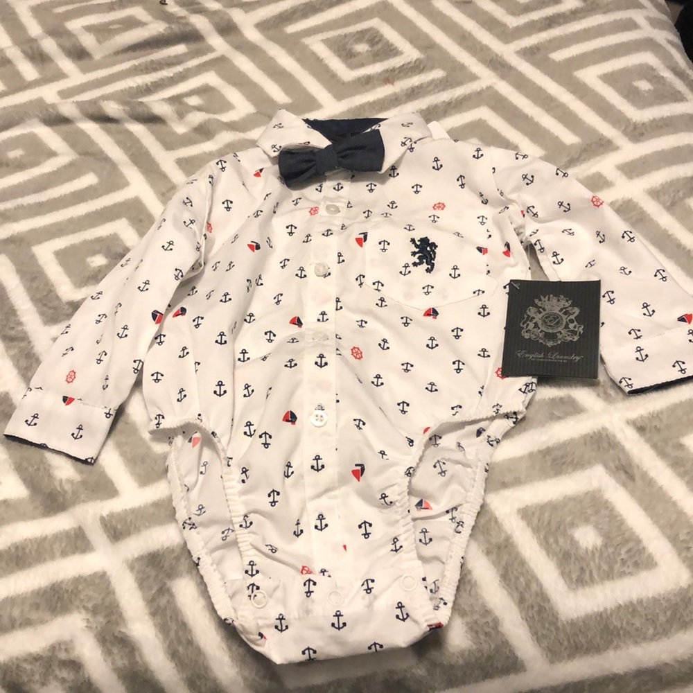 Boys Anchor button down with bow tie